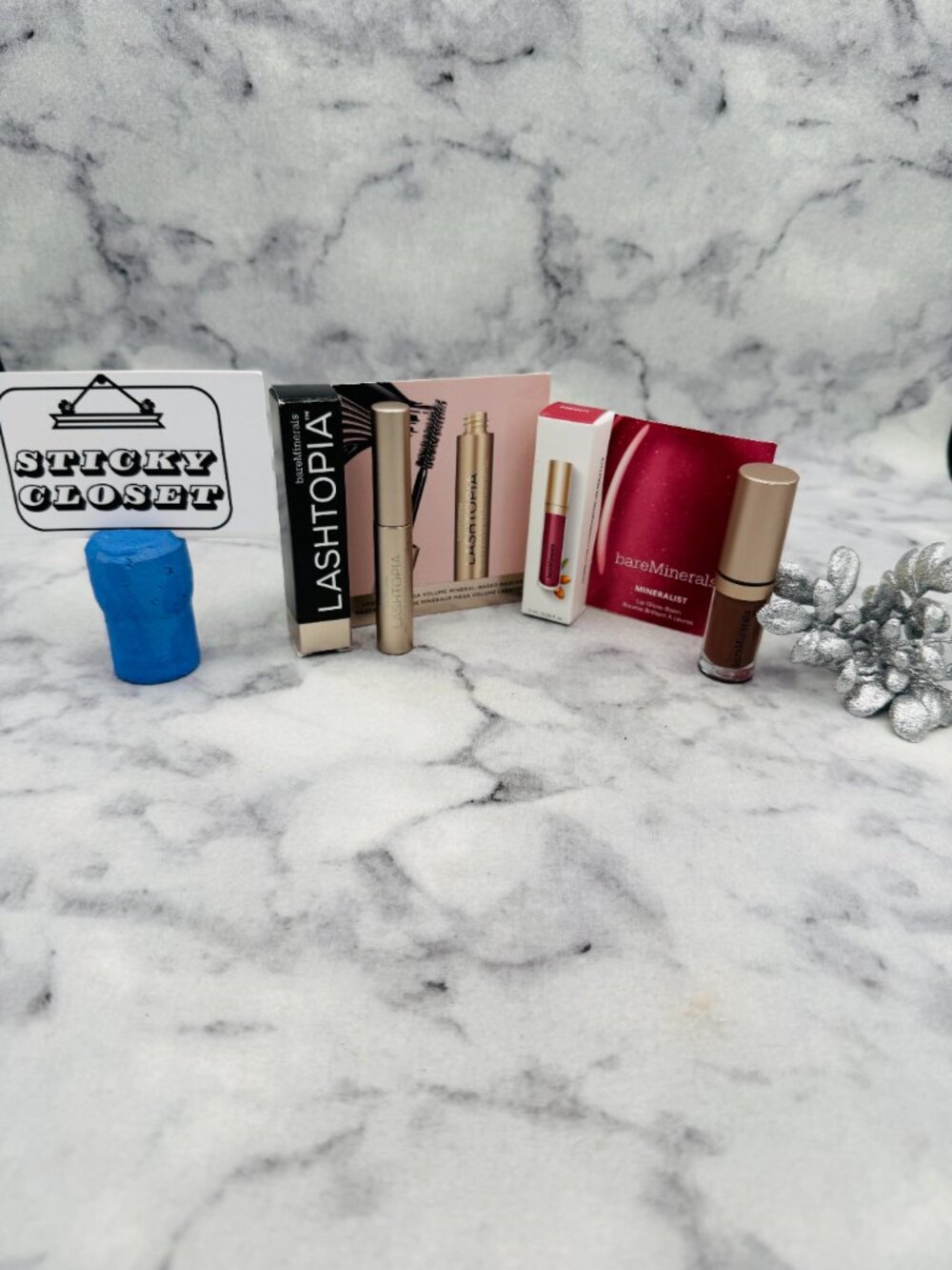 BareMinerals Beauty Gift Set-Lashotopia Mascara Black,Minalist Lip Gloss-2pc-NEW